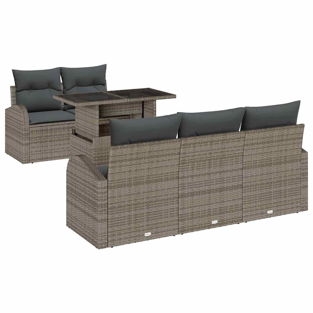 Garten-Sofa-Set 6 pcs Grau 100 x 55 x 73 cm Poly Rattan